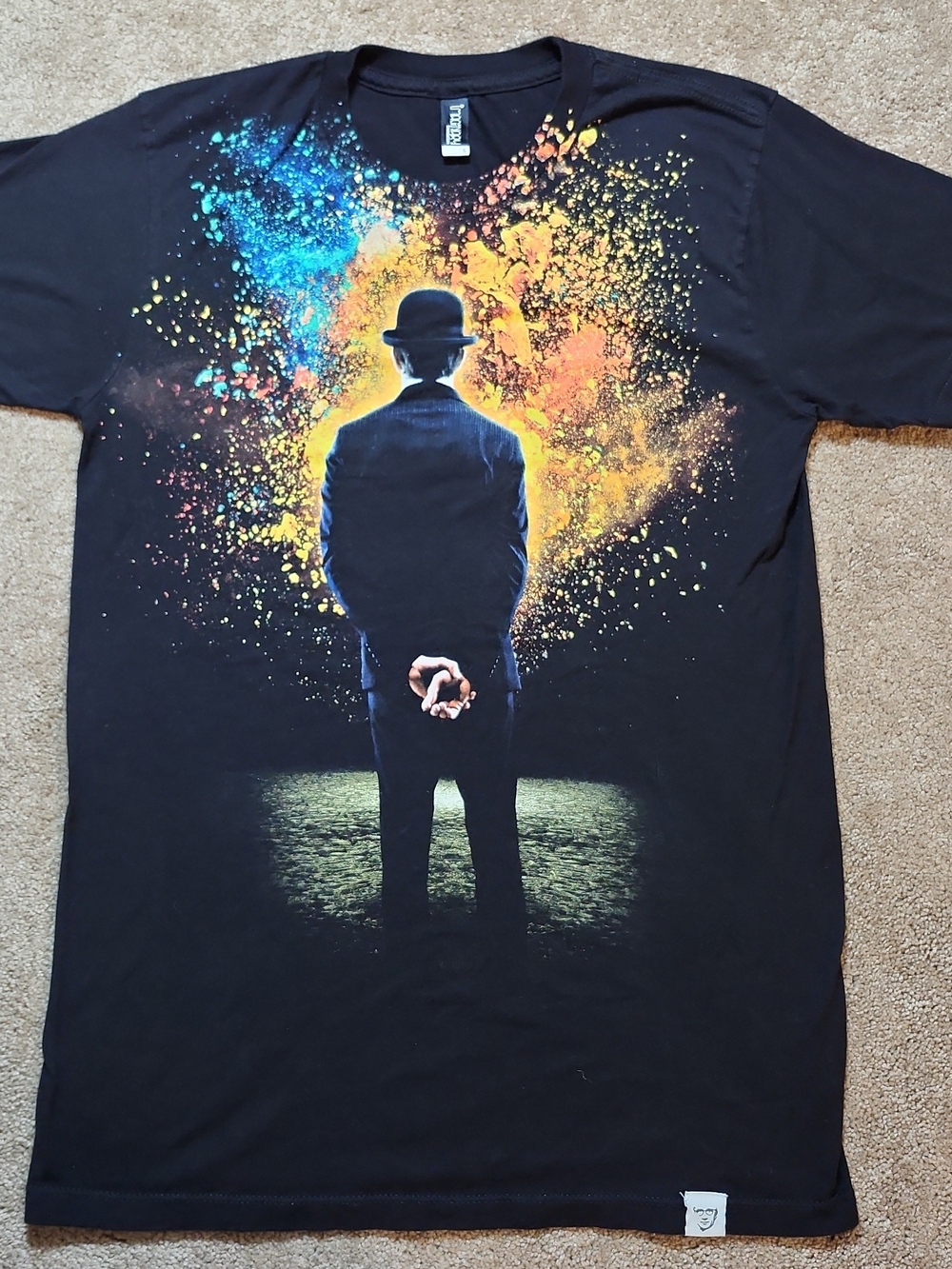 Black Short-Sleeve Tee with Color Splash Back Silhouette USA